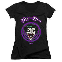 Batman - Juniors Face Spiral V-Neck T-Shirt