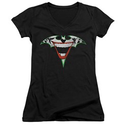 Batman - Juniors Joker Bat Logo V-Neck T-Shirt