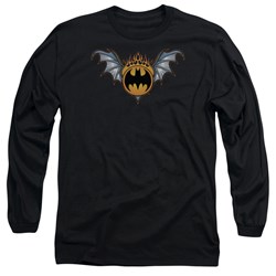 Batman - Mens Bat Wings Logo Long Sleeve Shirt In Black