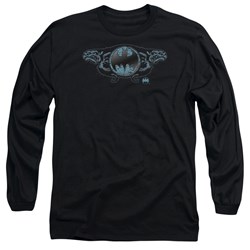 Batman - Mens Two Gargoyles Logo Long Sleeve Shirt In Black
