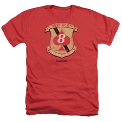 Battlestar Galactica - Mens Red Aces Badge Heather T-Shirt