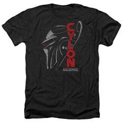 Battlestar Galactica - Mens Cylon Face Heather T-Shirt
