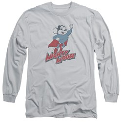 Mighty Mouse - Mens Mighty Blast Off Long Sleeve Shirt In Silver