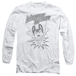 Mighty Mouse - Mens Bursting Out Long Sleeve Shirt In White