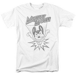 Mighty Mouse - Mens Bursting Out T-Shirt In White