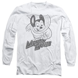 Mighty Mouse - Mens Mighty Sketch Long Sleeve Shirt In White