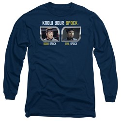 Star Trek: The Original Series - Mens Know Your Spock Long Sleeve Shirt In Navy