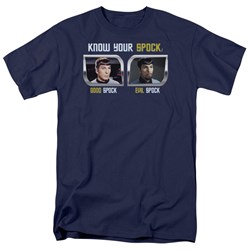 Star Trek - St / Know Your Spock Adult T-Shirt In Navy
