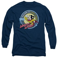 Mighty Mouse - Mens Planet Cheese Long Sleeve Shirt In Navy