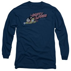Mighty Mouse - Mens Mighty Retro Long Sleeve Shirt In Navy