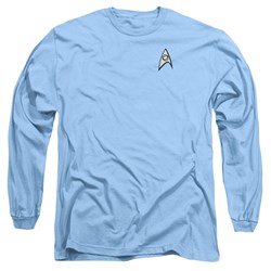 Star Trek - Mens Science Uniform Long Sleeve Shirt In Carolina Blue