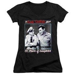 Andy Griffith - Juniors 60 Years Of Laughter V-Neck T-Shirt