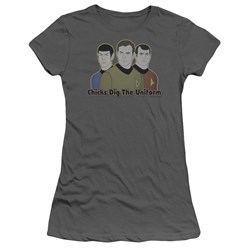 Star Trek - St / Dig It Juniors T-Shirt In Charcoal
