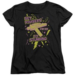 Star Trek - St / Set Phasers Womens T-Shirt In Black