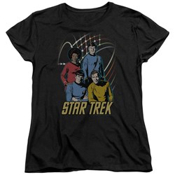 Star Trek - St / Warp Factor 4 Womens T-Shirt In Black
