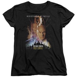 Star Trek - St: Next Gen / First Contact Womens T-Shirt In Black