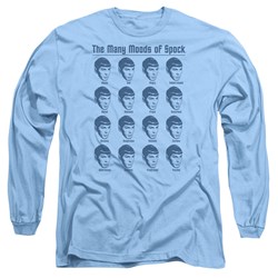 Star Trek - Mens Many Moods Of Spock Long Sleeve Shirt In Carolina Blue