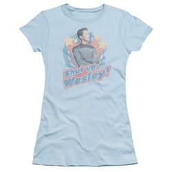 Star Trek - St: Next Gen / Shut Up Wesley Juniors T-Shirt In Light Blue