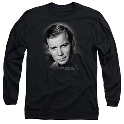 Star Trek - Mens Captain Kirk Portrait Long Sleeve Shirt In Black