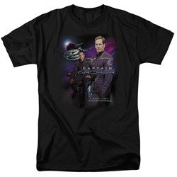 Star Trek - St: Enterprise / Captain Archer Adult T-Shirt In Black