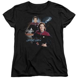 Star Trek - St: Voyager / Captain Janeway Womens T-Shirt In Black
