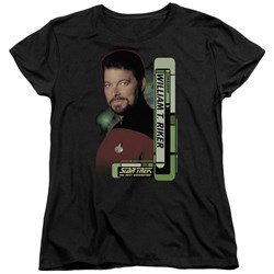 Star Trek - St: Next Gen / Riker Womens T-Shirt In Black