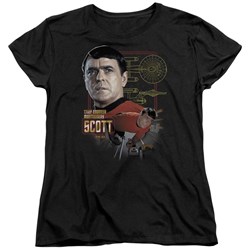 Star Trek - St / Chief Engineer Scott Womens T-Shirt In Black