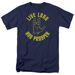Star Trek - St / Live Long Hand Adult T-Shirt In Navy