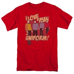 Star Trek - Man In Uniform Adult T-Shirt In Red