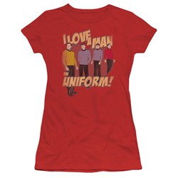 Star Trek - Man In Uniform Juniors T-Shirt In Red