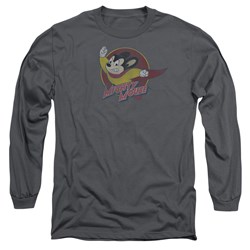 Mighty Mouse - Mens Mighty Circle Long Sleeve Shirt In Charcoal