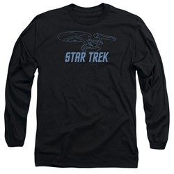 Star Trek - Mens Enterprise Outline Long Sleeve Shirt In Black