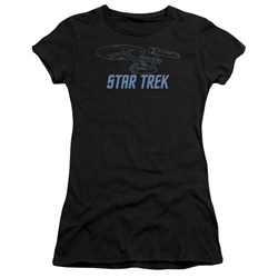 Star Trek - Enterprise Outline Juniors T-Shirt In Black