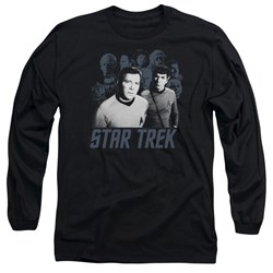 Star Trek - Mens Kirk Spock And Company Long Sleeve Shirt In Black