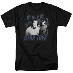 Star Trek - Kirk, Spock And Company Adult T-Shirt In Black
