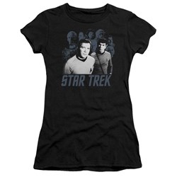 Star Trek - Kirk, Spock And Company Juniors T-Shirt In Black