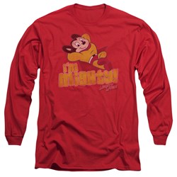 Mighty Mouse - Mens I'M Mighty Long Sleeve Shirt In Red