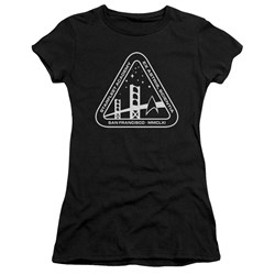 Star Trek - White Academy Logo Juniors T-Shirt In Black
