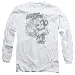 Mighty Mouse - Mens Protect And Serve Long Sleeve Shirt In White
