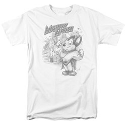 Mighty Mouse - Protect And Serve Adult T-Shirt In White