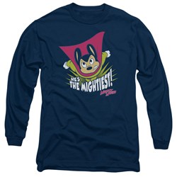 Mighty Mouse - Mens The Mightiest Long Sleeve Shirt In Navy