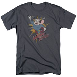 Mighty Mouse - Mens Break Through T-Shirt In Charcoal