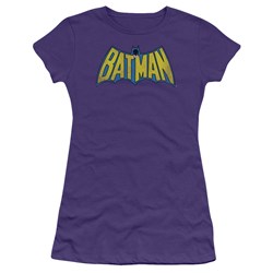 Batman Classic Batman Logo Dist Juniors S/S T-shirt in Purple by DC Comics