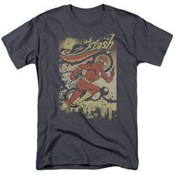 The Flash Just Passing Through Adult S/S T-shirt in Charcoal by DC Comics