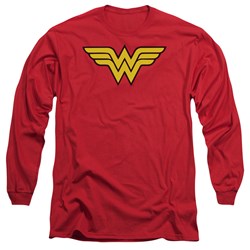 Dc Comics - Mens Wonder Woman Logo Long Sleeve Shirt In Red