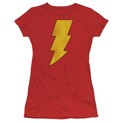 Dc Comics - Shazam Logo Distressed Juniors T-Shirt In Red
