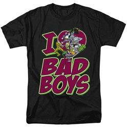 Dc Comics - I Heart Bad Boys Adult T-Shirt In Black