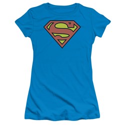 Superman Logo Juniors S/S T-shirt in Turquoise by DC Comics
