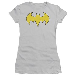 Batgirl Bat Girl Logo Juniors S/S T-shirt in Silver by DC Comics