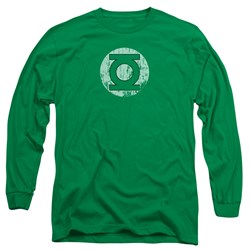 Dc Comics - Mens Distressed Lantern Logo Long Sleeve Shirt In Kelly Green